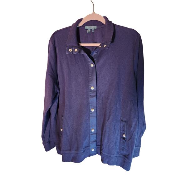 Lauren Ralph Lauren Women's 2X Navy 100% Cotton Button-Up Cardigan Jacket - Picture 1 of 7